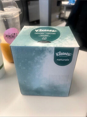 Kleenex Naturals Facial Tissue Cube Box Blue & White